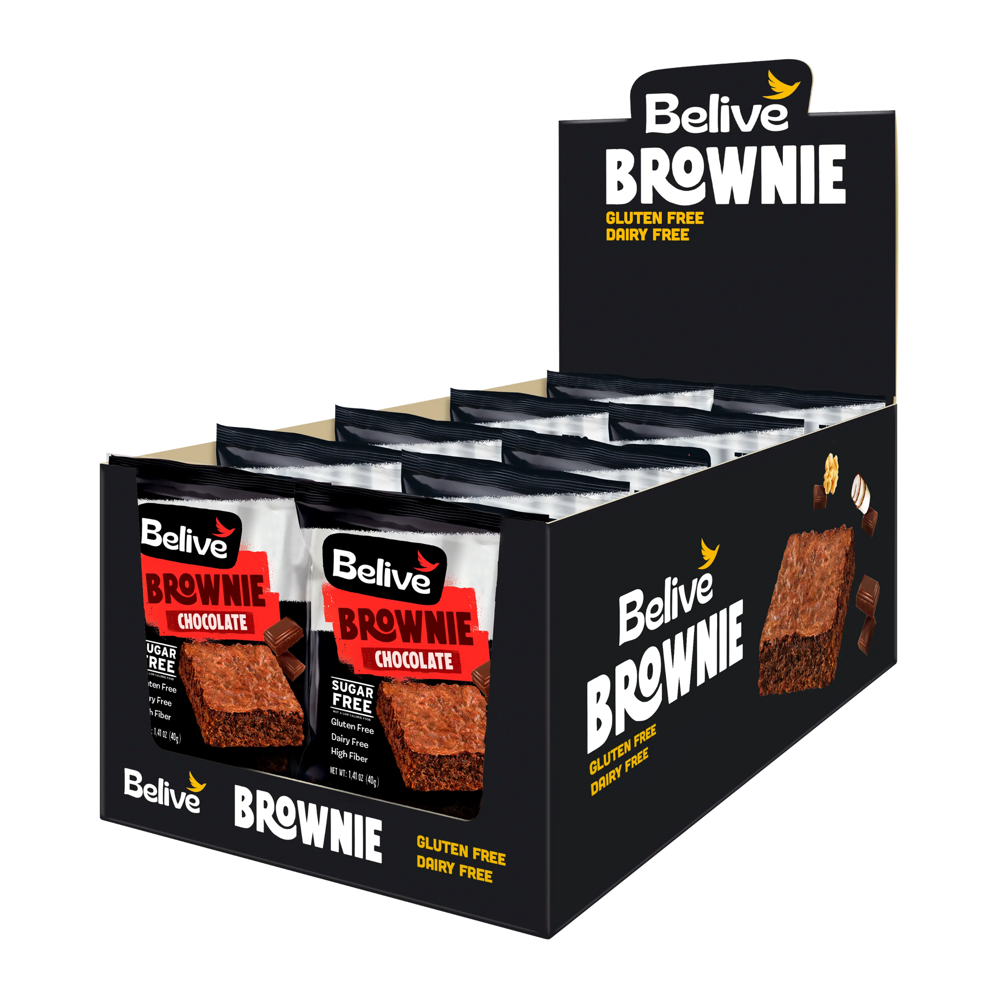 Gluten Free Brownie Chocolate (Sugar Free & Dairy Free, Box of 10) - Belive be Free 