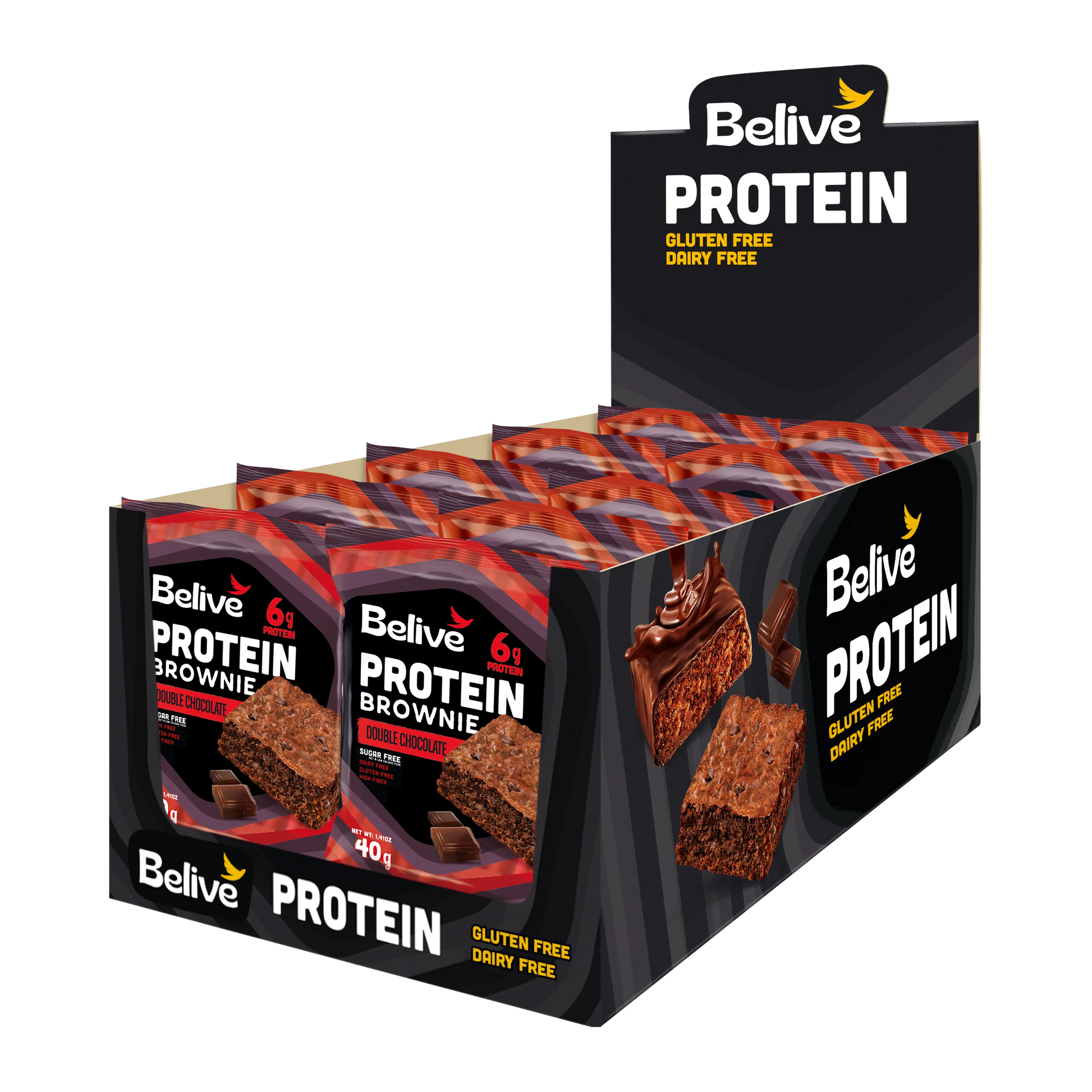 Chocolate Protein Brownie (Gluten Free, Dairy & Sugar Free, Box of 10) - Belive be Free 